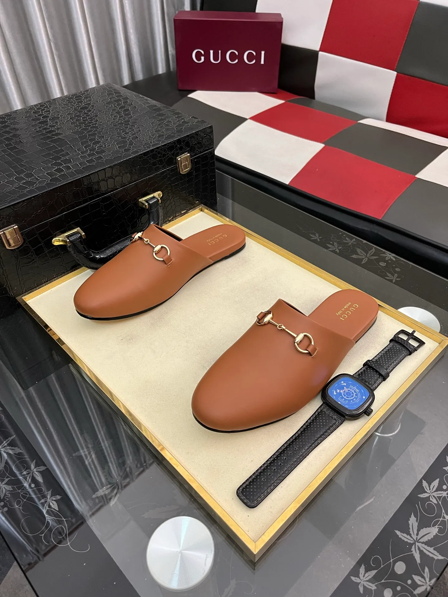 Men's shoes 💰480⌚️⌚️[Gucci] 2024 new season half-slip men's shoes, made of Italian imported first-layer frosted cowhide➕sheepskin lining, original hardware buckle, original combination wear-resistant outsole, real shot 🎬 Very comfortable on the feet, size 36-44